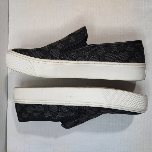 COACH Slip On Skate Sneaker Black Signature Jacquard Sz 8 8B - Picture 5 of 12